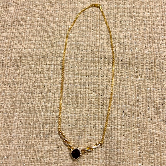 Natural Smoky Quartz & Diamond Accent Necklace Sterling Silver w/14kt Gold - Picture 4 of 4